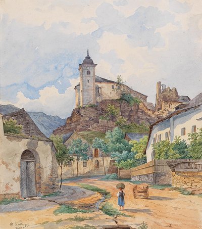 View of the Castle Ruins of Rehberg in the Municipality of Krems by Karl Lafite
